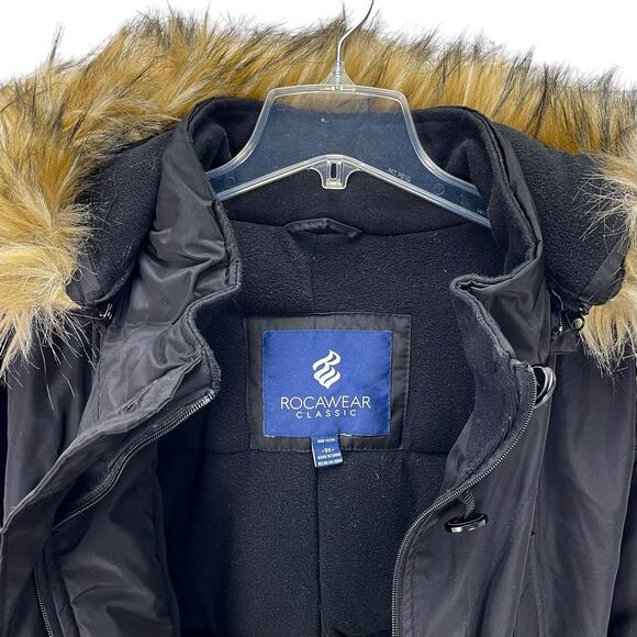 NWT $148 ROCA WEAR CLASSIC Women's HOODED PARKA Faux Fur Trim Black PLUS SIZE 3X - Picture 6 of 8